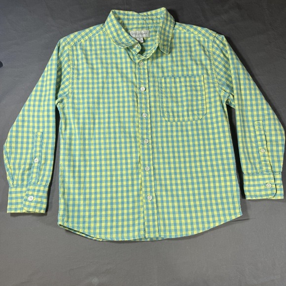 Free Assembly Other - Free Assembly Shirt Boys 8 Blue Yellow Gingham Button Front Long Sleeve Cotton